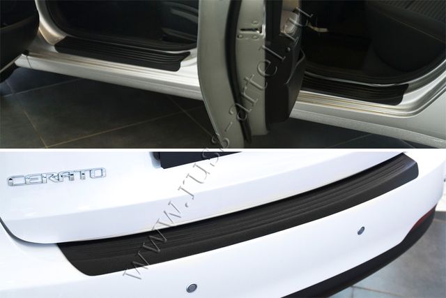 Защитный комплект №1 Русская Артель (накладка на задний бампер, накладки на пороги дверей) для Kia Cerato III седан 2013-2016 (Шагрень). Артикул ZKK-188902