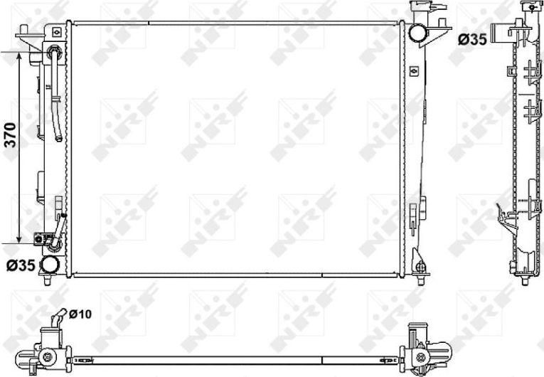 Радиатор охлаждения двигателя NRF (алюминий). Артикул 53051