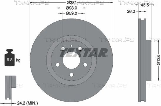 Тормозной диск Textar. Артикул 92061000