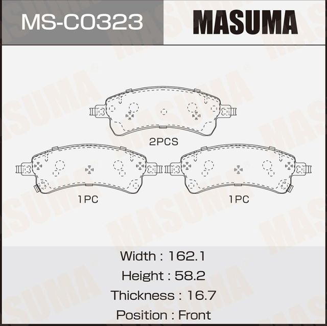 Колодки дисковые MASUMA, PN81001 front (1/8) Masuma. Артикул MSC0323