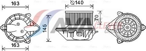 Вентилятор, мотор печки (отопителя) салона AVA. Артикул OL8624