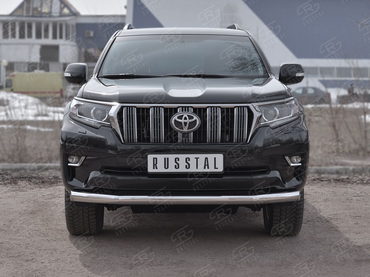 Защита RusStal переднего бампера d76 секции для Toyota Land Cruiser Prado 150 2й Рестайлинг (кроме Style) 2017-2026. Артикул LCPZ-002864
