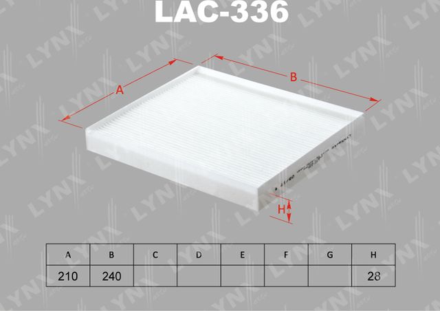 Салонный фильтр LYNXauto. Артикул LAC-336