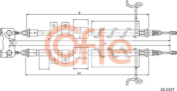 Трос ручника (тросик ручного тормоза) Cofle. Артикул 92.10.5337