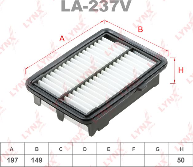 Воздушный фильтр LYNXauto для Honda Jazz III 2015-2026. Артикул LA-237V