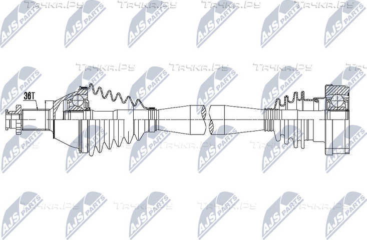 Полуось (привод в сборе, приводной вал) NTY для Skoda Rapid I 2012-2015. Артикул NPW-VW-056