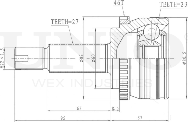 ШРУС наружный (Unio). Артикул CVJ-20083