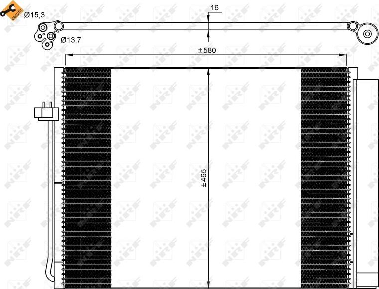 Радиатор кондиционера (конденсатор) NRF (алюминий). Артикул 35906