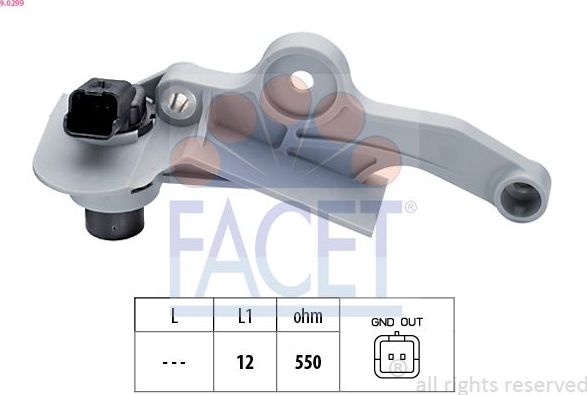 Датчик положения коленвала Facet Made in Italy - OE Equivalent. Артикул 9.0299