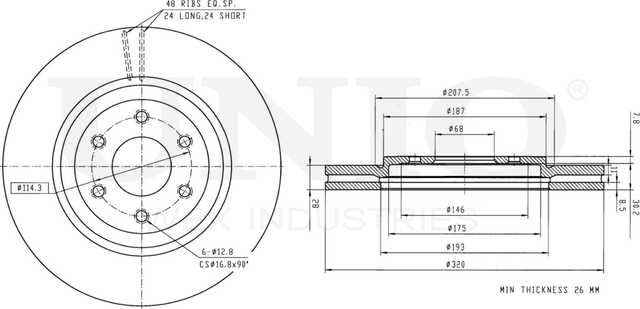 Диск тормозной (Unio). Артикул BRD-20219