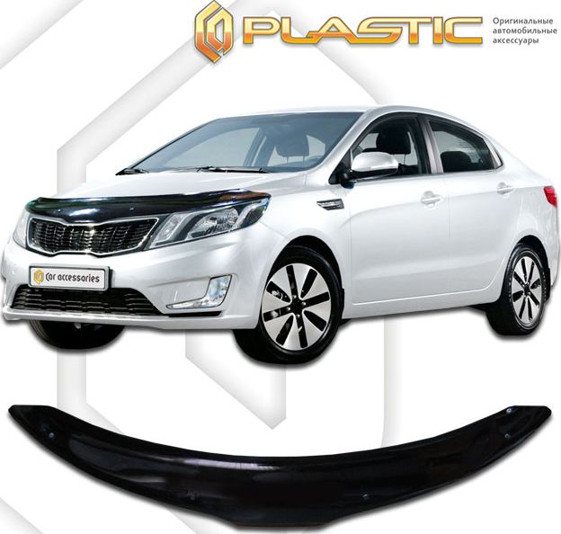 Дефлектор СА Пластик для капота (Classic черный) Kia Rio седан III 2011-2017. Артикул 2010010106157