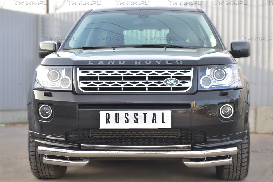 Защита RusStal переднего бампера d63 (секции) d63 (уголки) для Land Rover Freelander II 2013-2014. Артикул LFRZ-001491