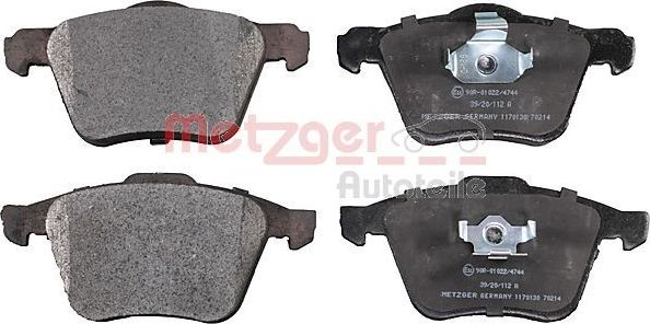 Тормозные колодки (в сборе) Metzger передние для Volvo XC90 I 2002-2014. Артикул 1170130