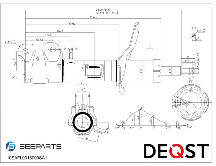 Амортизатор передний левый (Deqst) Deqst. Артикул 10SAFL0018000