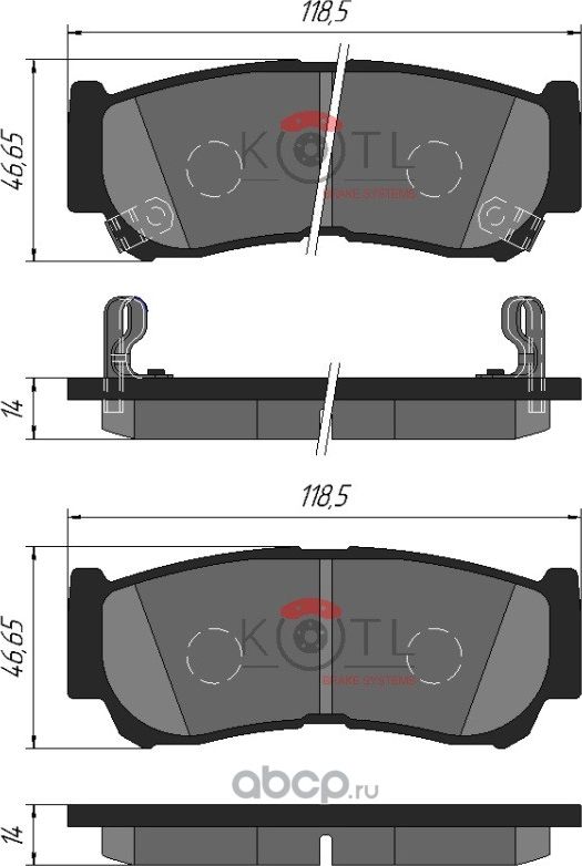 Колодки тормозные дисковые задние к-т HYUNDAI H-1 01-/SANTA FE (CM)/(SM) 05- (Kotl) Kotl. Артикул 3419kt