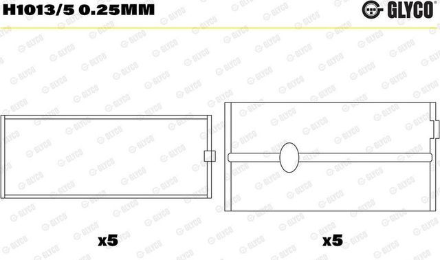 Вкладыши коренные Glyco для Opel Vivaro A 2003-2014. Артикул H1013/5 0.25mm