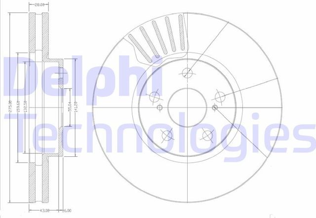 Тормозной диск Delphi передний для Toyota Celica VI (T200) 1993-1999. Артикул BG3189