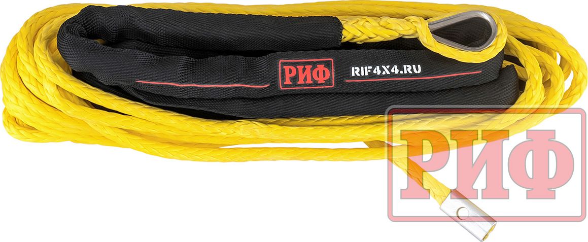 Трос синтетический РИФ для лебёдки 6 мм/15 м, желтый (готовый). Артикул SR6YE