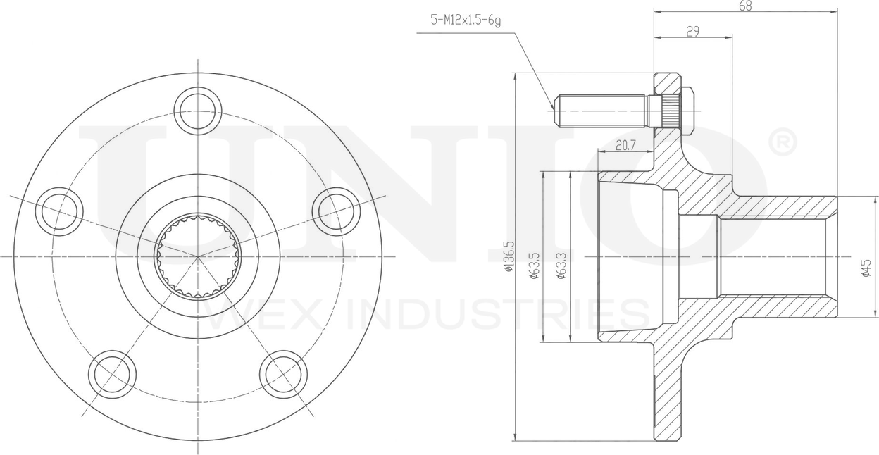 Ступица колеса (Unio). Артикул HUB-20278