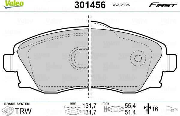 Тормозные колодки Valeo First. Артикул 301456