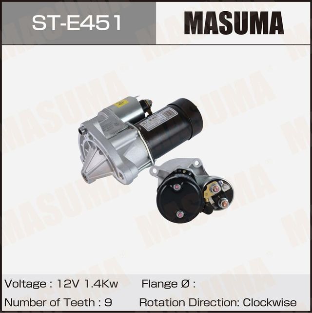 Стартер MASUMA, CITROEN / KFV (TU3A), KFT (TU3AE5) (12V/1.4KW). Артикул STE451