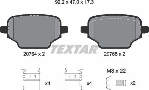 Тормозные колодки Textar Q+ задние для Opel Combo E 2018-2026. Артикул 2076401