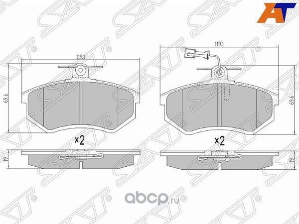 Колодки тормозные FR CHERY TIGGO IIVAG CADDY 95-0 (SAT). Артикул STT113501080