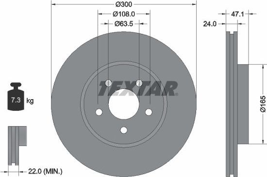 Тормозной диск Textar Pro+ для Jaguar X-Type I 2001-2009. Артикул 92109605