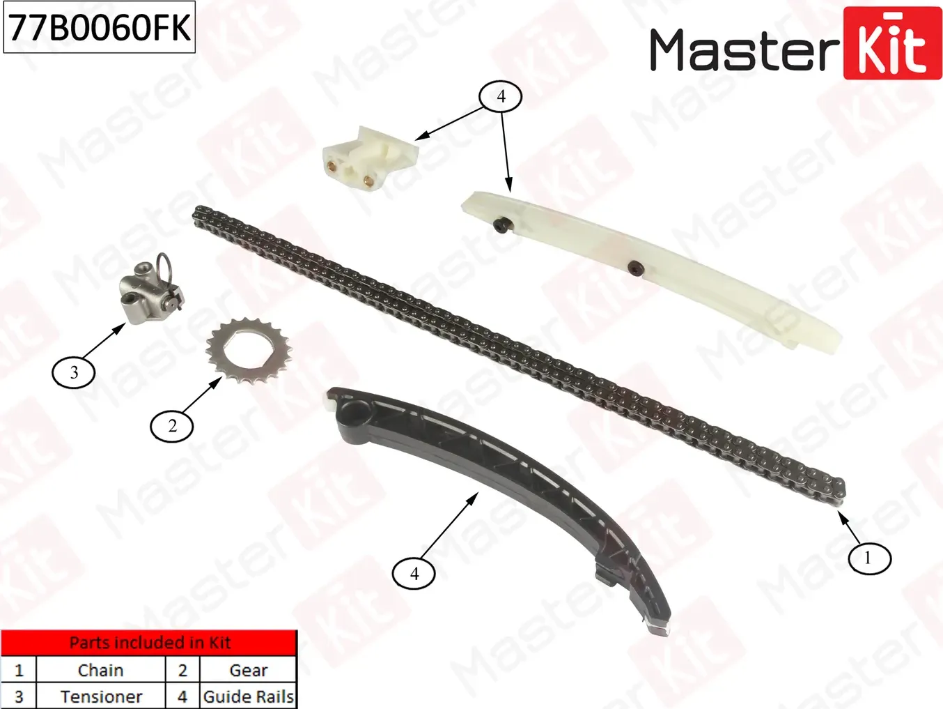 77B0060FK Комплект цепи ГРМ Opel Astra J/Corsa D/E 1.2-1.4 A12/A14 XER.XEL 09- (Master KIT) Master KIT. Артикул 77b0060fk
