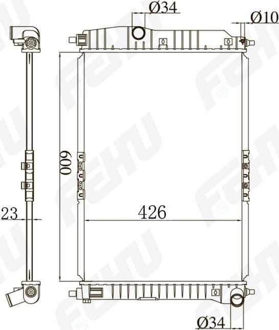 Радиатор охлаждения (сборный) для Chevrolet Aveo (05-) 1.2/1.4 A/C MT (Fehu). Артикул frc1121m