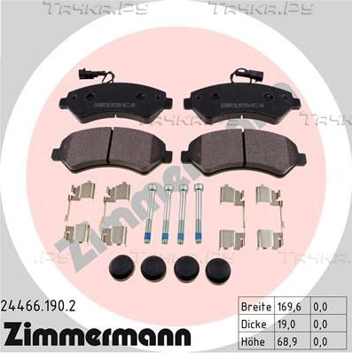 Тормозные колодки Zimmermann передние для Fiat Ducato III 2006-2026. Артикул 24466.190.2