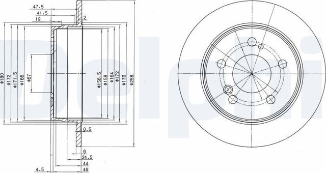 Тормозной диск Delphi задний для Mercedes-Benz W124, A124 1984-1993. Артикул BG2291