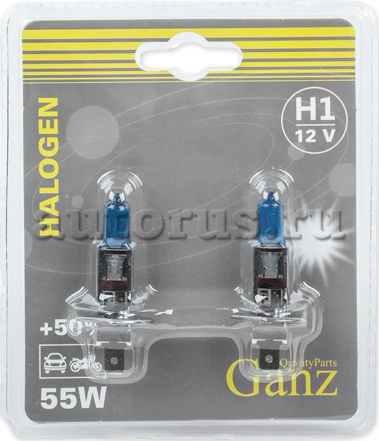 Лампа 12V H1 55W +50% P14,5s 5000K 2 шт. блистер (Ganz). Артикул GIP06047