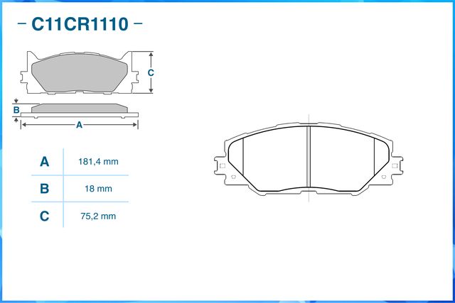 Колодки тормозные передние (Low Metallic) (Cworks). Артикул C11CR1110
