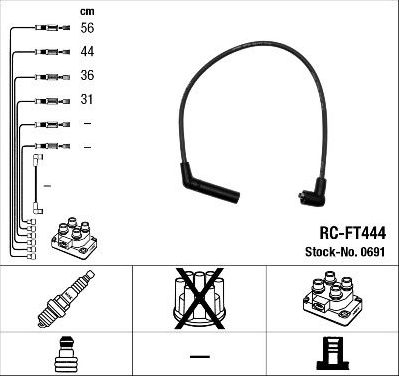 Высоковольтные провода (провода зажигания) (комплект) NGK. Артикул 0691