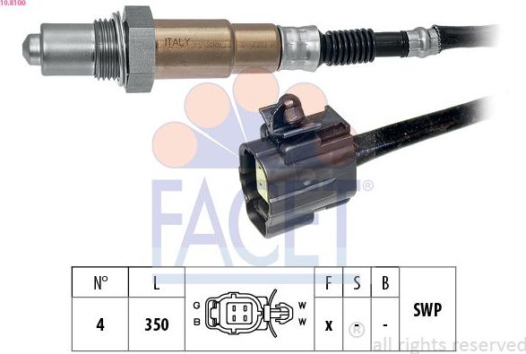 Лямбда-зонд (кислородный датчик) Facet Made in Italy - OE Equivalent. Артикул 10.8100