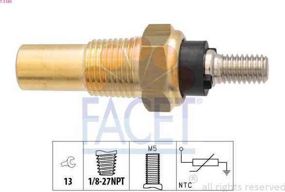 Датчик температуры охлаждающей жидкости Facet Made in Italy - OE Equivalent для Ford Scorpio II 1994-1998. Артикул 7.3180