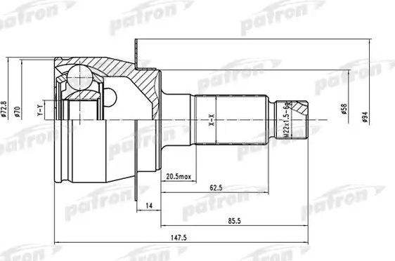 Шрус наружный (граната) Patron. Артикул PCV1558