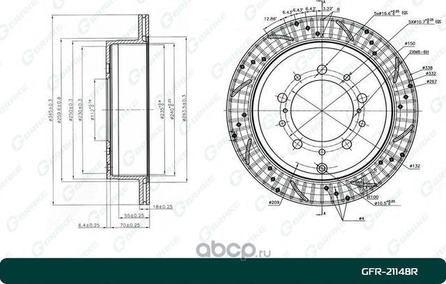 Диск тормозной ПЕРФОРАЦИЯ R (G-Brake). Артикул GFR21148R