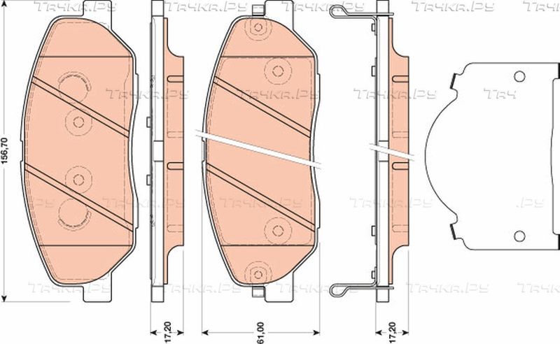 Тормозные колодки TRW передние для Hyundai Genesis I 2008-2014. Артикул GDB3483