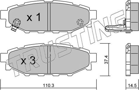 Тормозные колодки Trusting задние для Subaru Forester III 2008-2013. Артикул 780.0