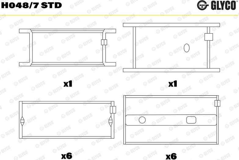 Вкладыши коренные Glyco для Mercedes-Benz Unimog 1977-2026. Артикул H048/7 STD