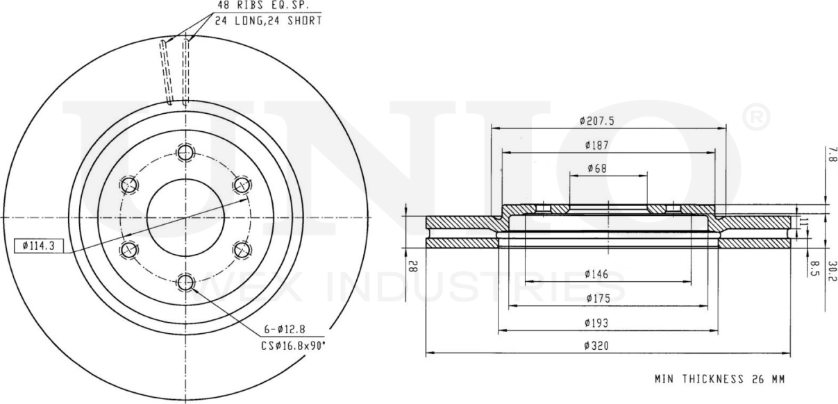 Диск тормозной (Unio). Артикул BRD-20219