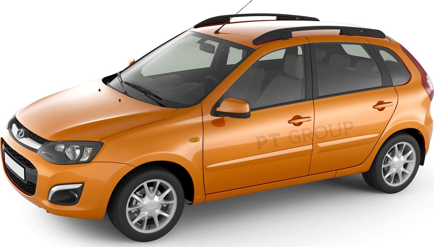 Рейлинги продольные PT Group Комфорт для Lada Kalina хэтчбек 2004-2018 Черный муар. Артикул 01190602