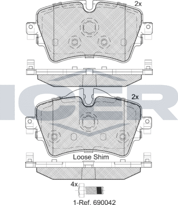 Тормозные колодки Icer передние для MINI Hatch III (F55/F56) 2013-2026. Артикул 182211