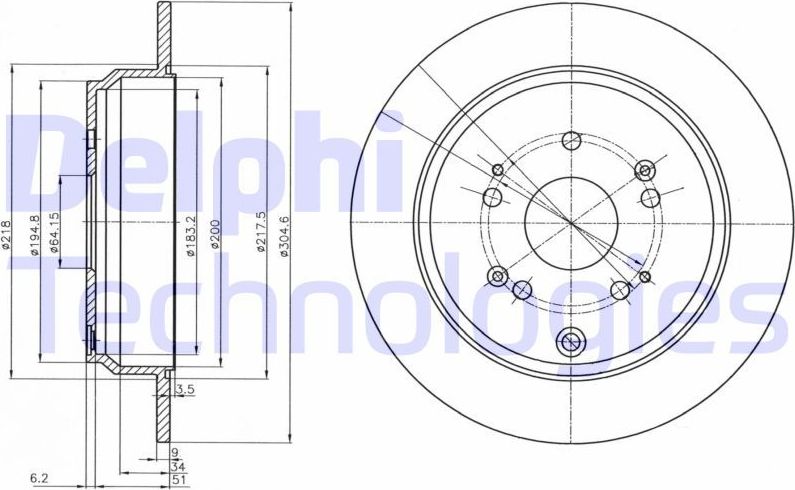 Тормозной диск Delphi. Артикул BG4064