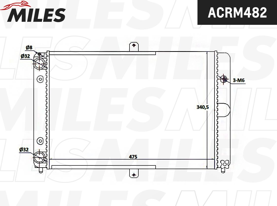 Радиатор охлаждения двигателя Miles (алюминий). Артикул ACRM482