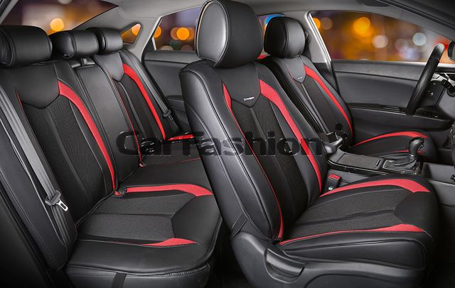 Накидки универсальные CarFashion Urban Plus для авто, цвет Черный/Черный/Красный. Артикул 22366