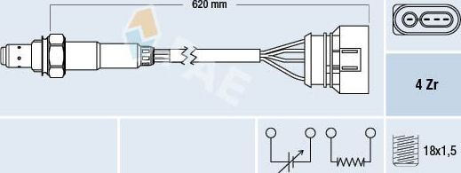 Лямбда-зонд (кислородный датчик) FAE передний для Audi A6 II (C5) 1997-2005. Артикул 77131