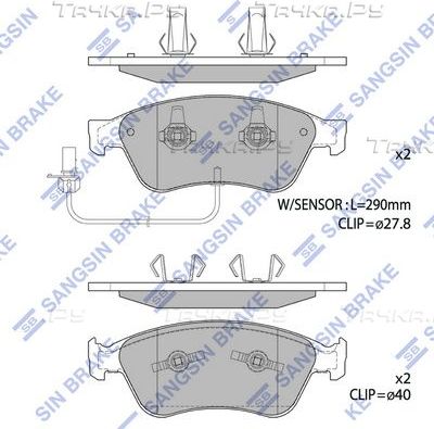 Тормозные колодки Sangsin Hi-Q передние для Audi S6 III (C6) 2006-2011. Артикул SP1693A